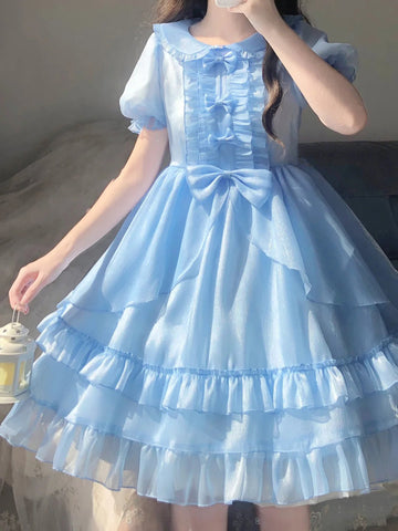 Ball Gown Light Sky Blue Chiffon Holiday Dress Birthday Dresses Birthday Outfits SD1301